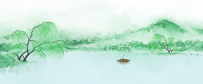 千庫網_水墨山水畫清明時雨中國風PNG素材_元素編號11971351